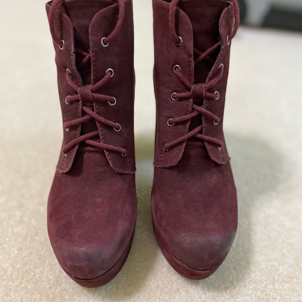 Steve Madden raspy burgundy tie booties 7.5 - Picture 2 of 5